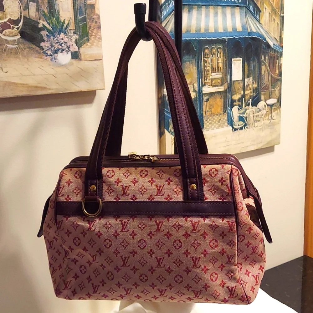 Louis Vuitton Josephine Mini Lin LV Monogram Cerise Satchel Shoulder Bag